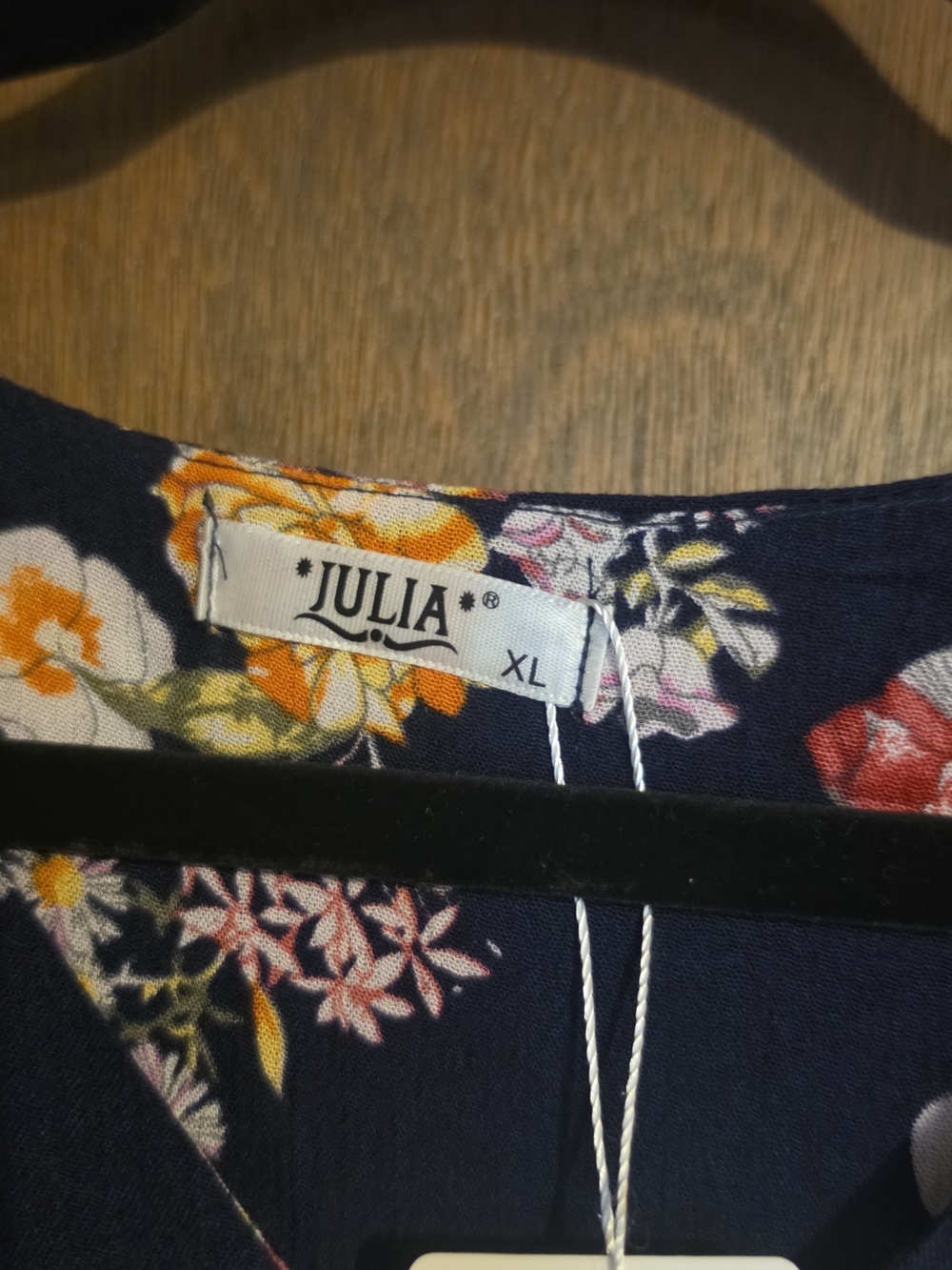NWT Floral Navy Midi Dress with Pink & Yellow Blooms - Picture 4 of 7
